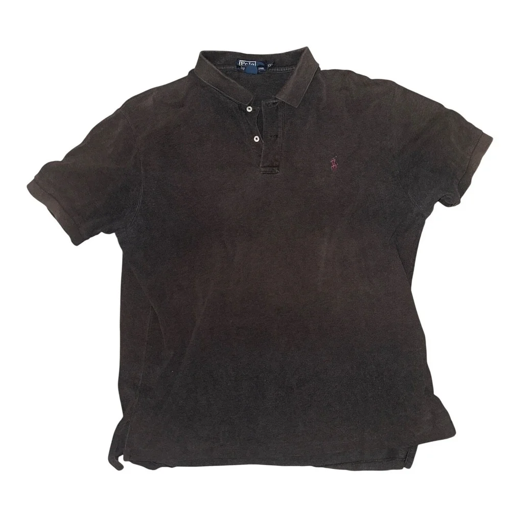Polo Ralph Lauren Mens XXL Black Faded Pique Short Sleeve Pony Logo Polo Shirt